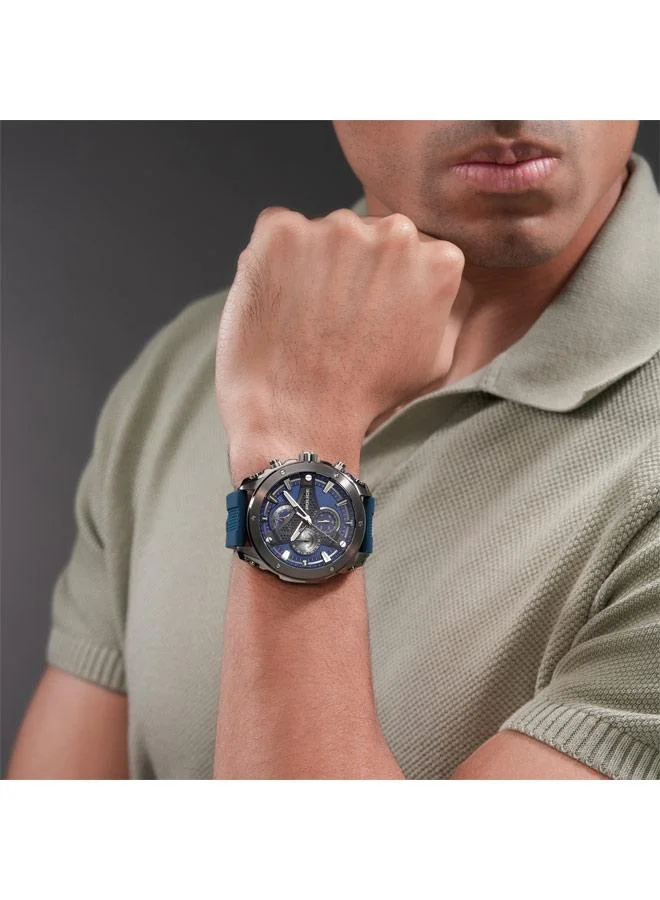 Police blue Men's Wyvern Blue Dial Silicone Strap Chronograph Watch for Men, 45mm for Men | Best Price UAE
